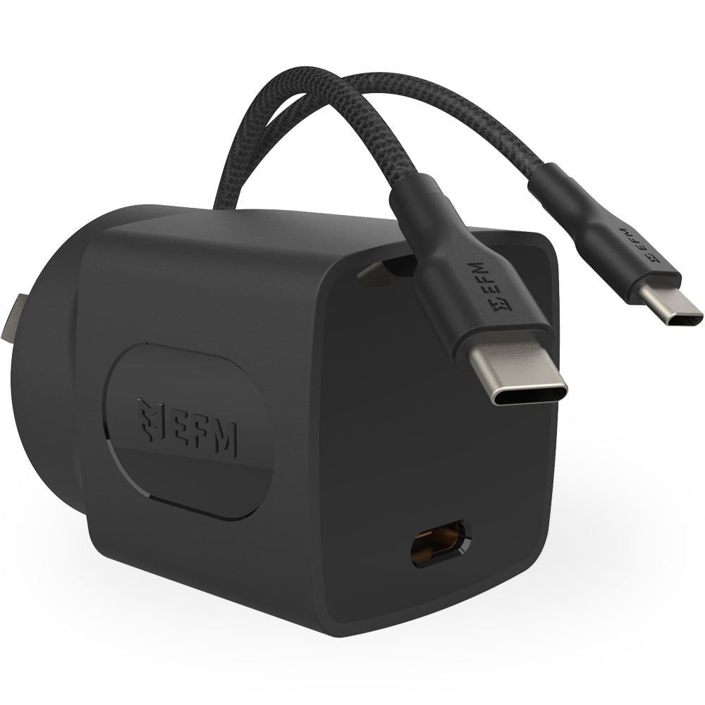 EFM 35W Wall Charger - With 1.2M Type-C Braided Type-C Cable - Black