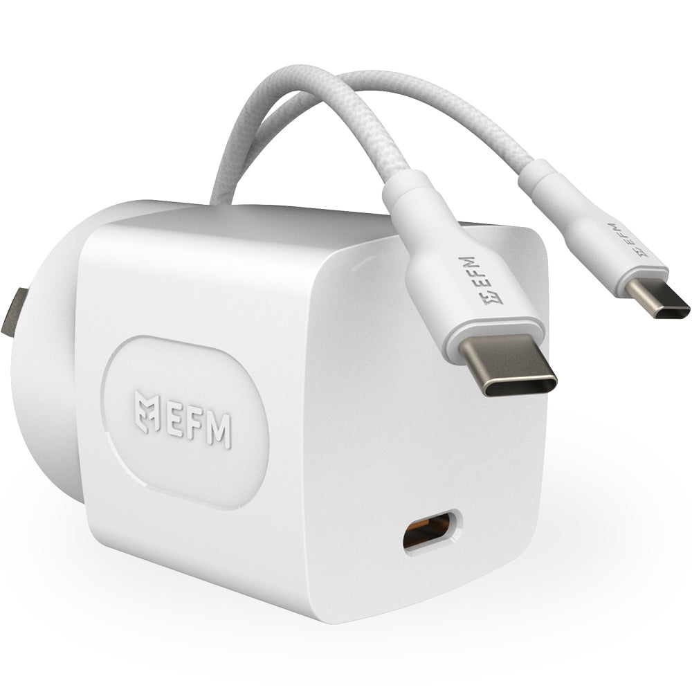 EFM 35W Wall Charger - With 1.2M Type-C Braided Type-C Cable - White