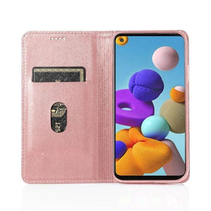 Luxury Galaxy A21S Wallet Case-Rose Gold Samsung