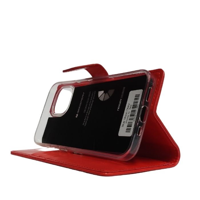 Mercury Blue Moon Diary Case for iPhone 13 - Red